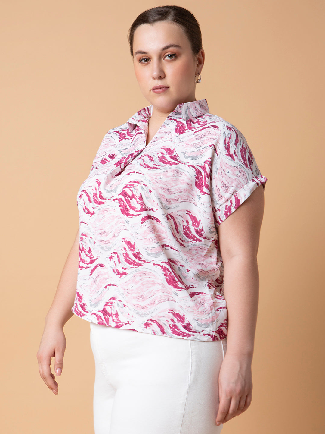 Women Abstract Pink Top