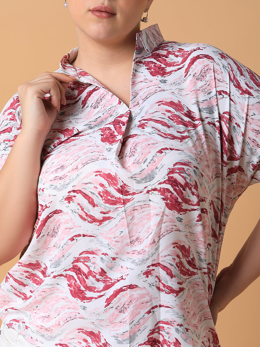 Women Abstract Pink Top