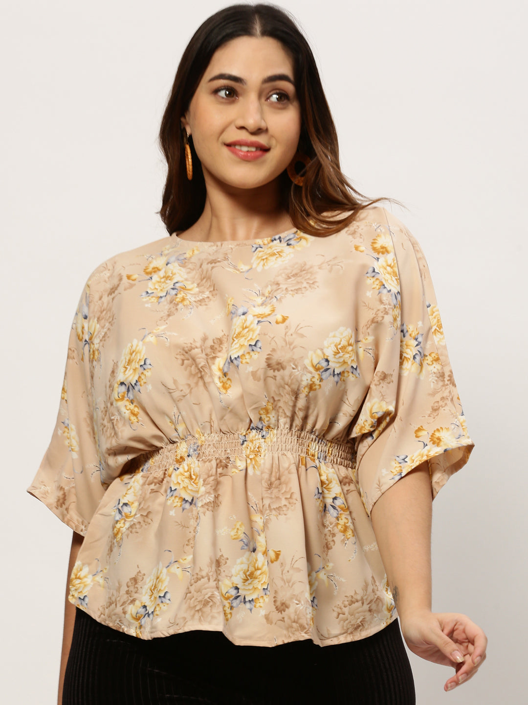 Women Floral Beige Top