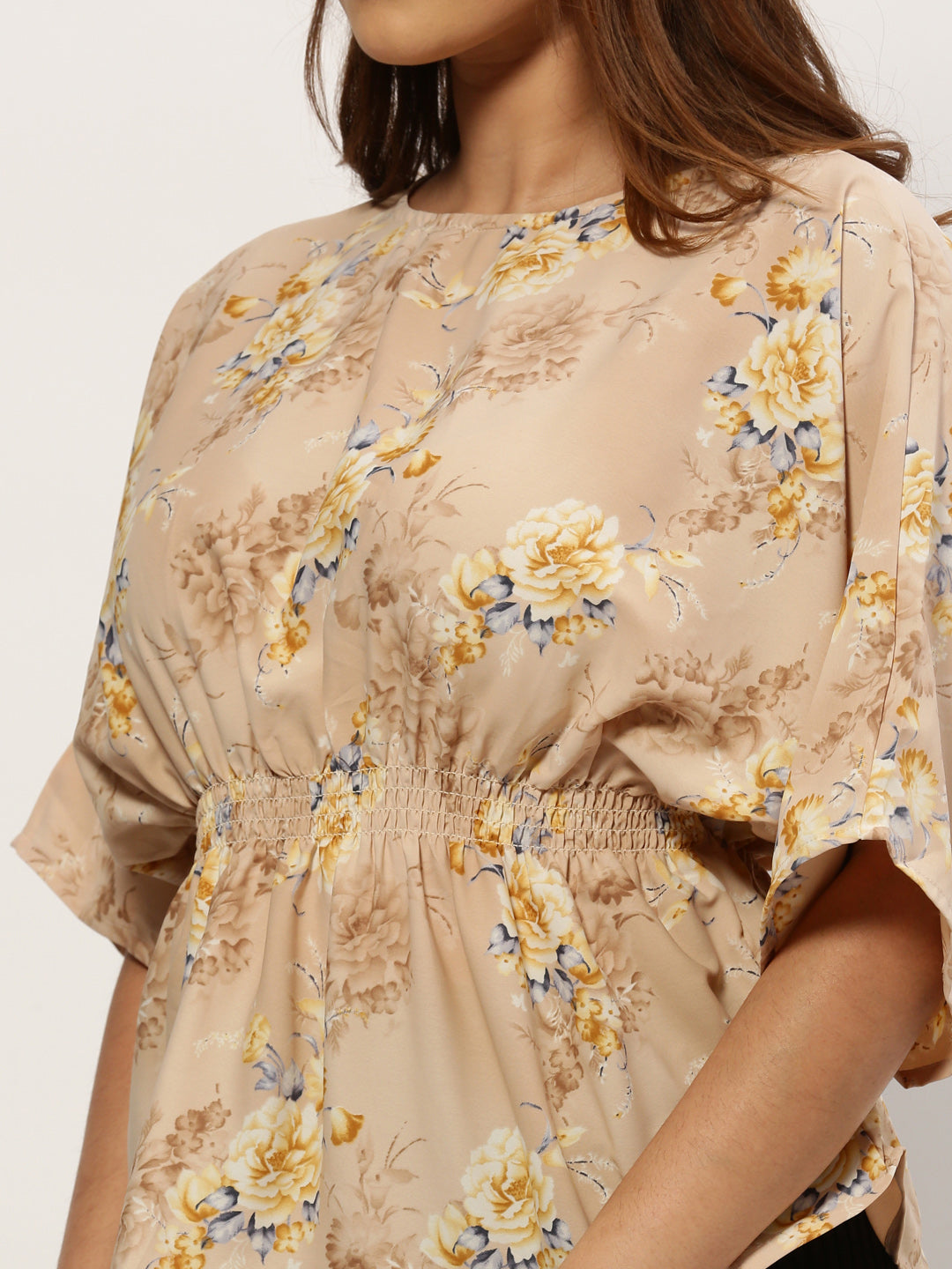 Women Floral Beige Top