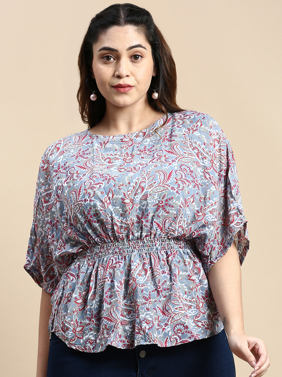 Women Floral Blue Top