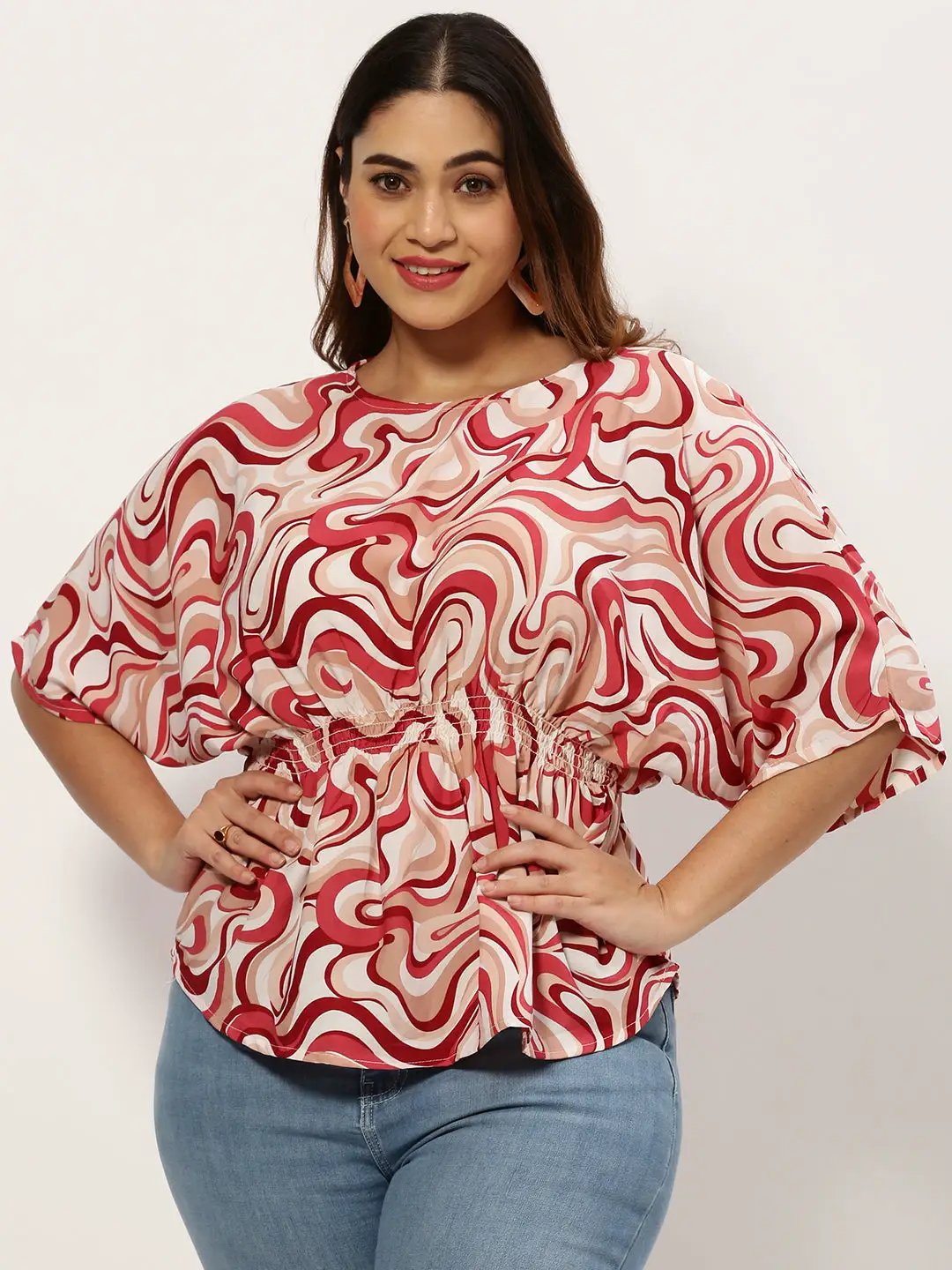 Women's Abstract Beige Top