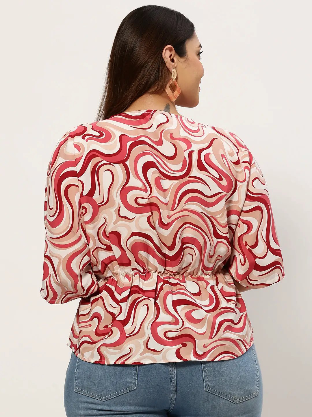 Women's Abstract Beige Top
