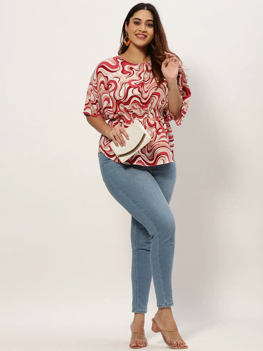 Women's Abstract Beige Top