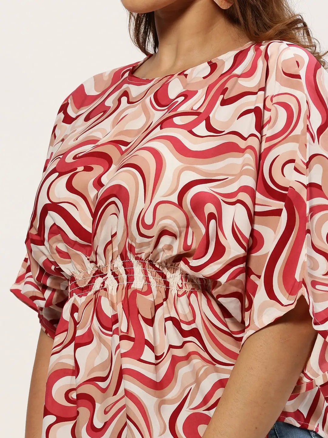 Women's Abstract Beige Top