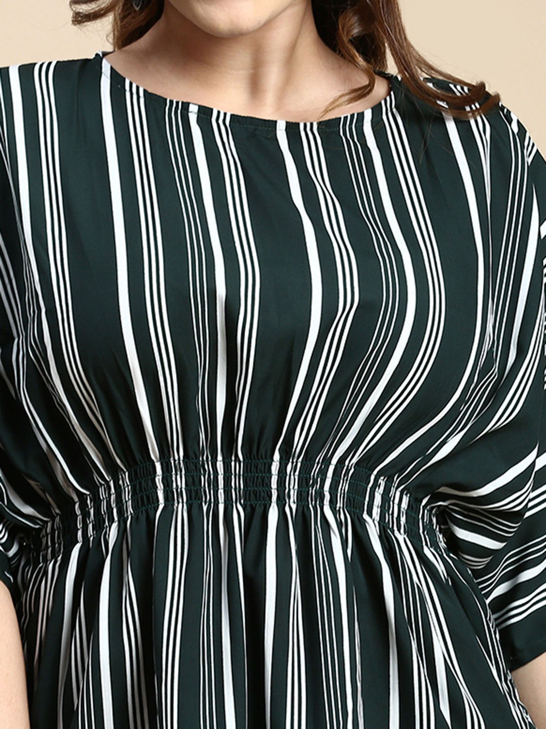 Women's Vertical Stripes Green Top