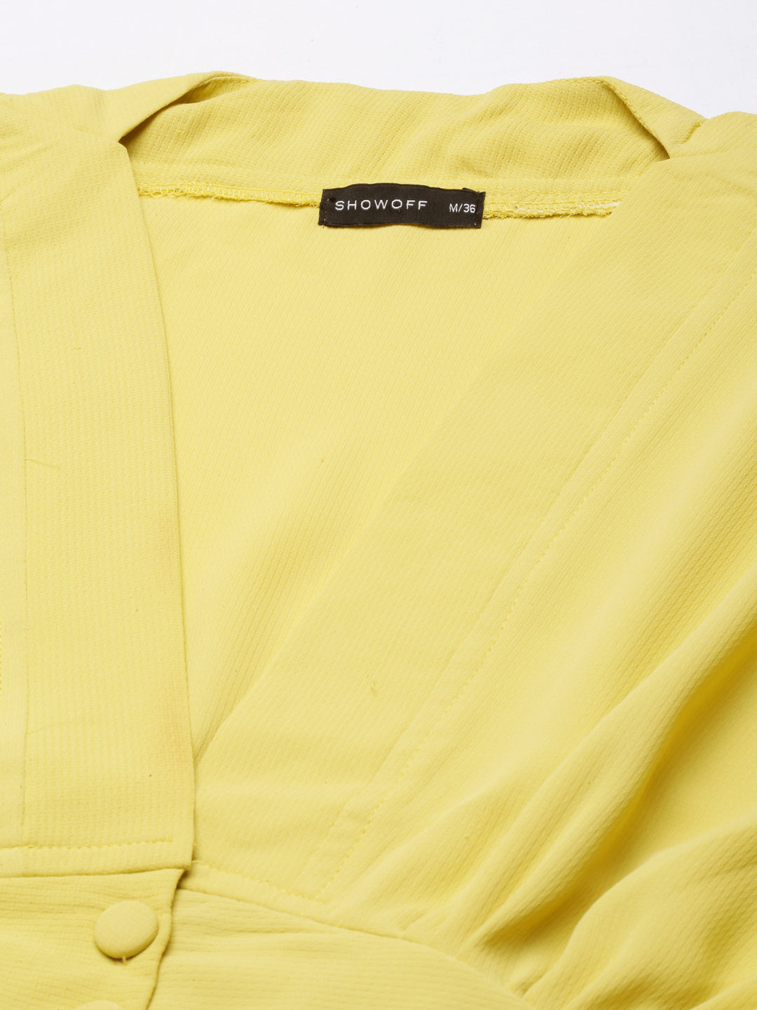 Women Yellow Solid Blouson Crop Top