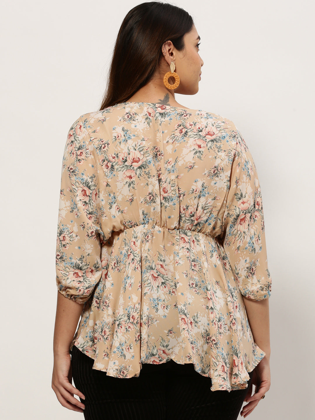 Women Floral Beige Top