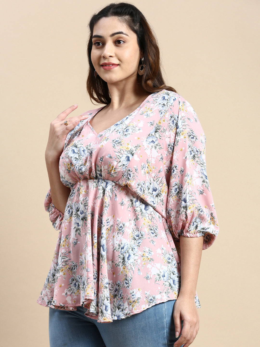 Women Floral Pink Top