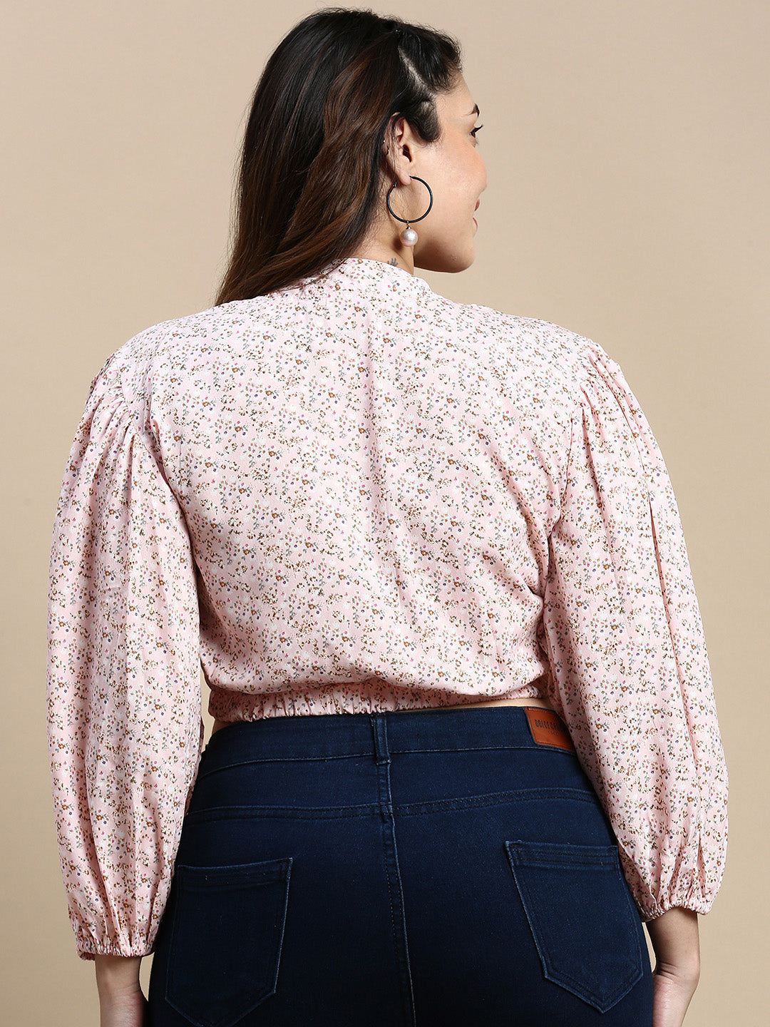 Women Floral Pink Crop Top