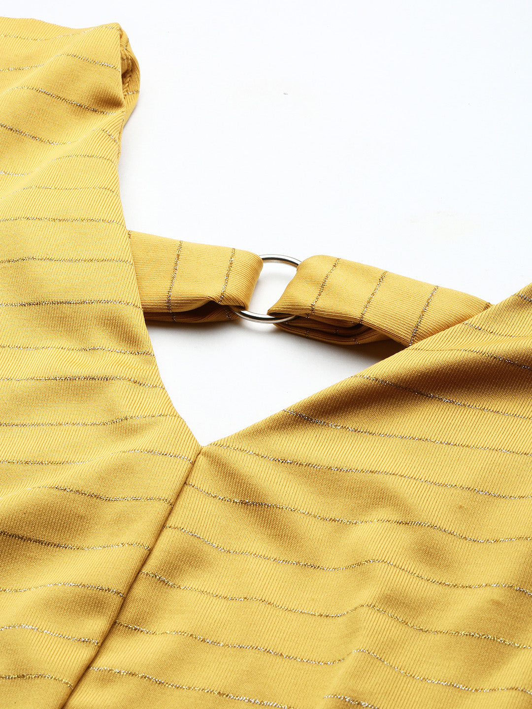 Women Horizontal Stripes Mustard Top