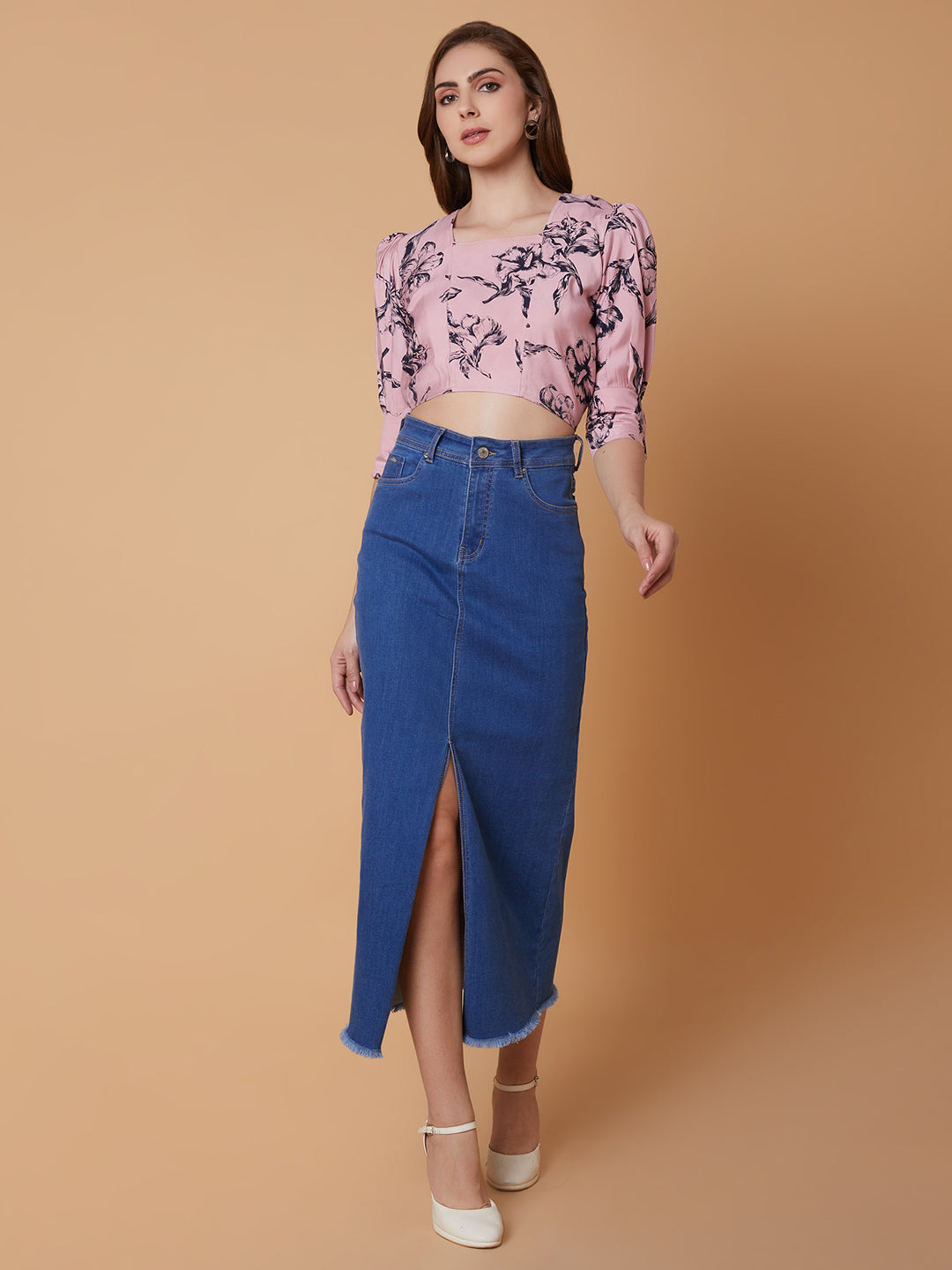 Women Floral Pink Blouson Top