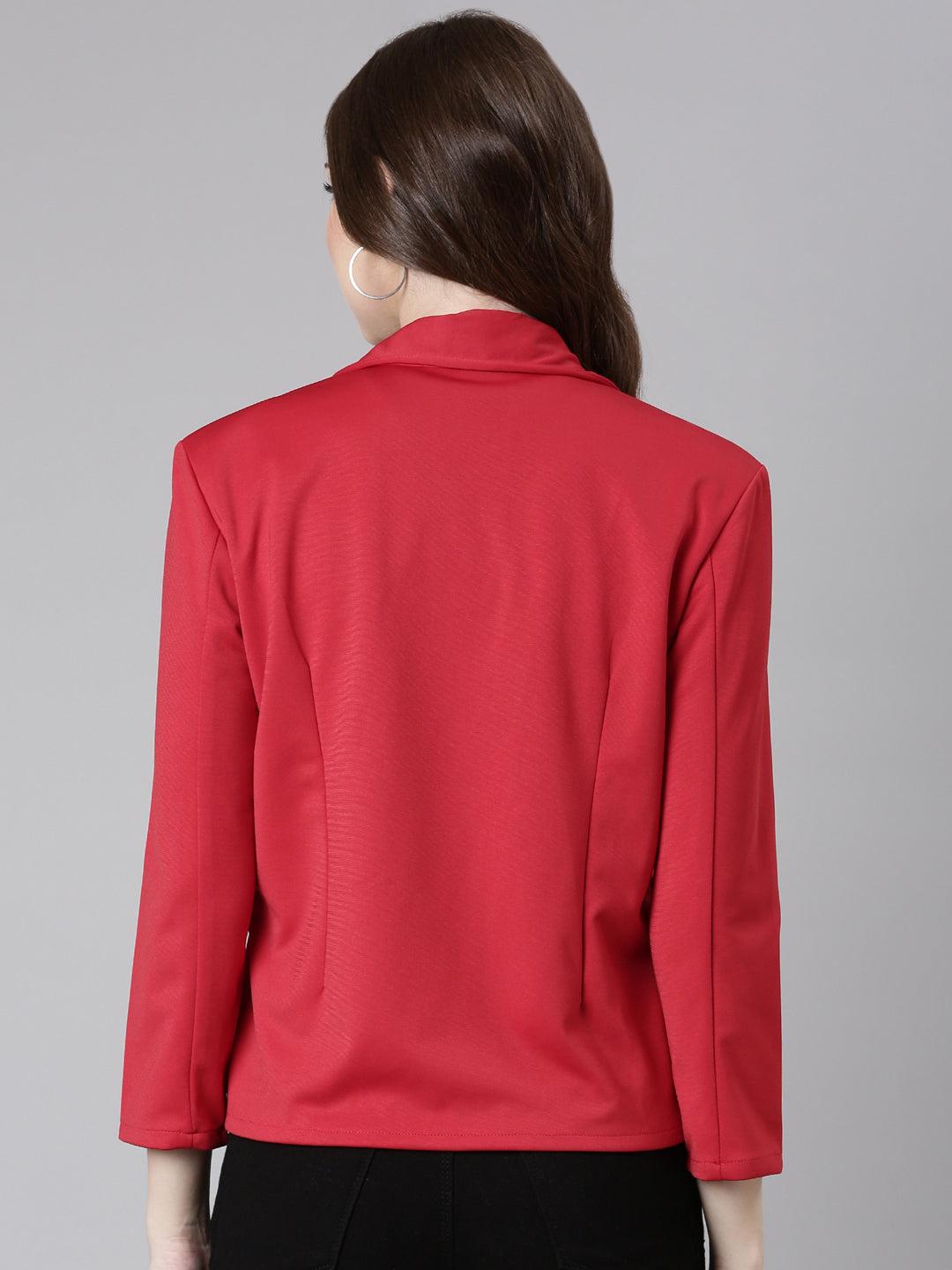 Women's Red Single-Breasted Casual Blazer