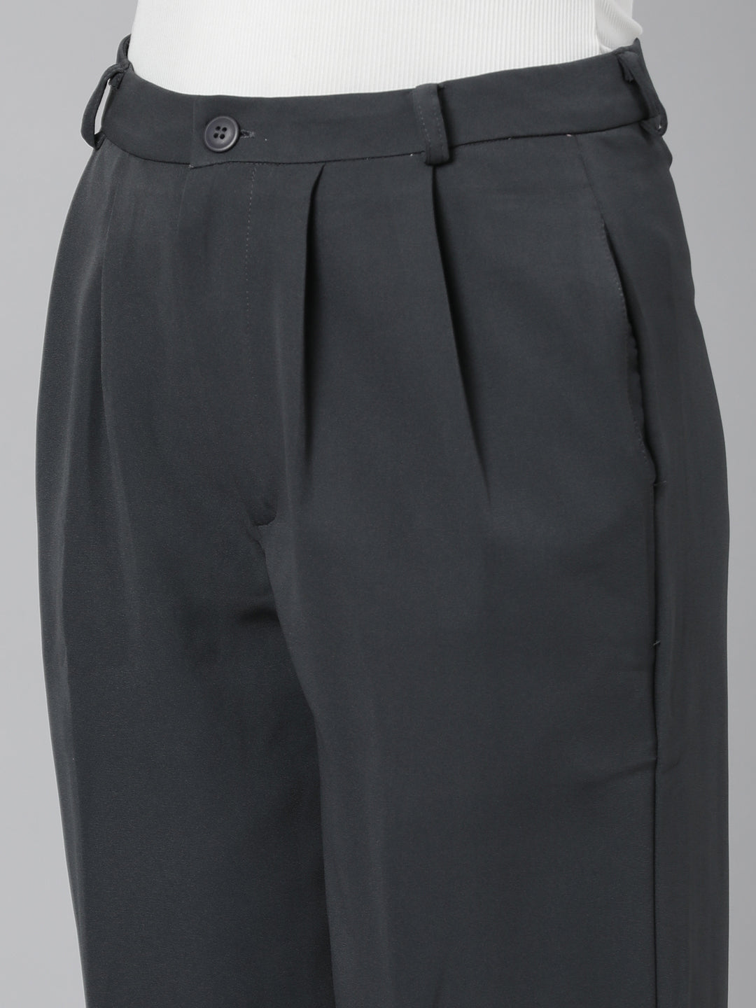 Women Charcoal Solid Parallel Trousers