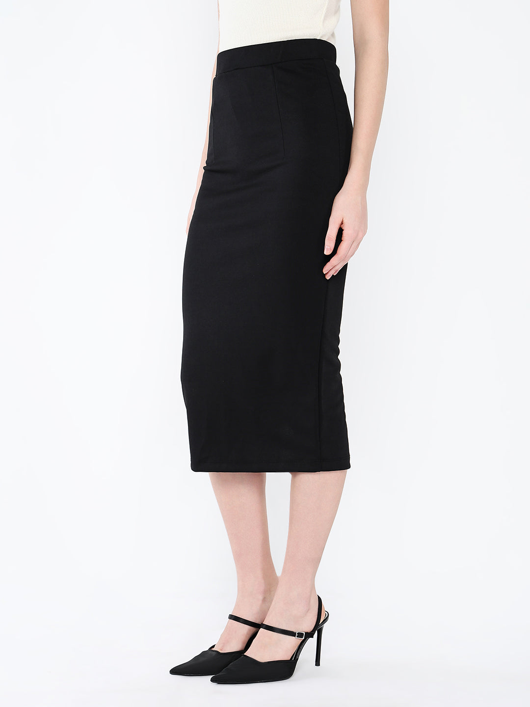 Women Black Solid Pencil Skirt