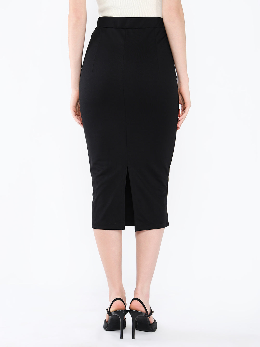 Women Black Solid Pencil Skirt