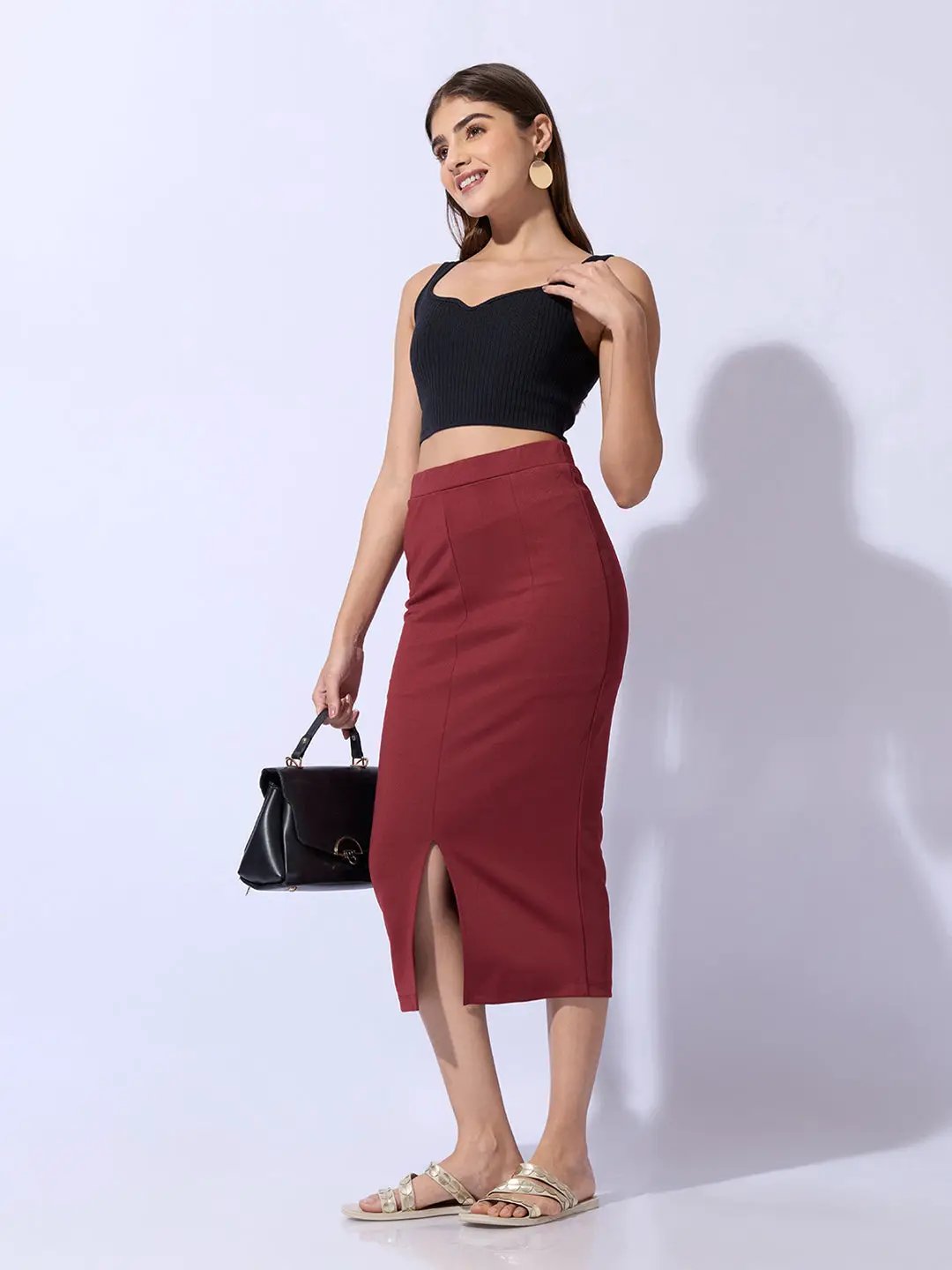 Women's Red Pencil Midi Skirts