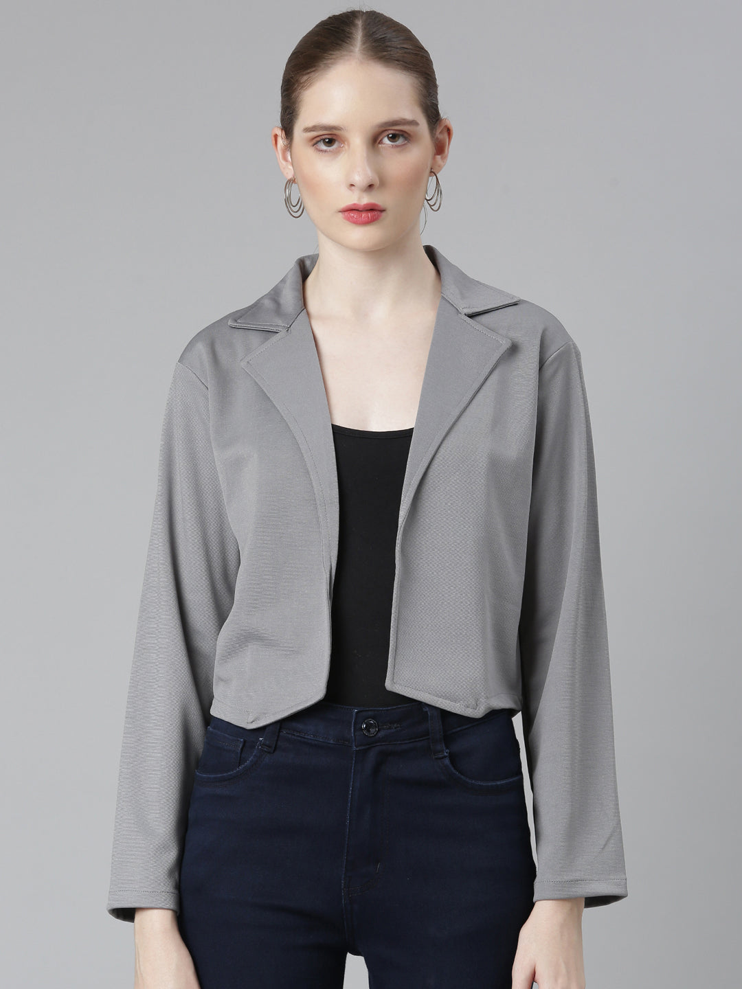 Women Grey Solid Blazer