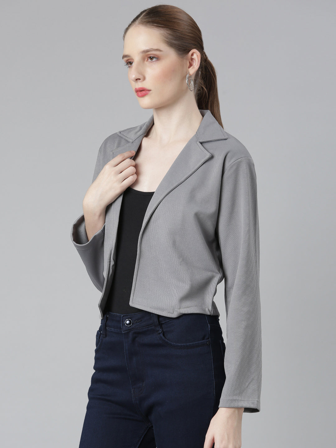 Women Grey Solid Blazer