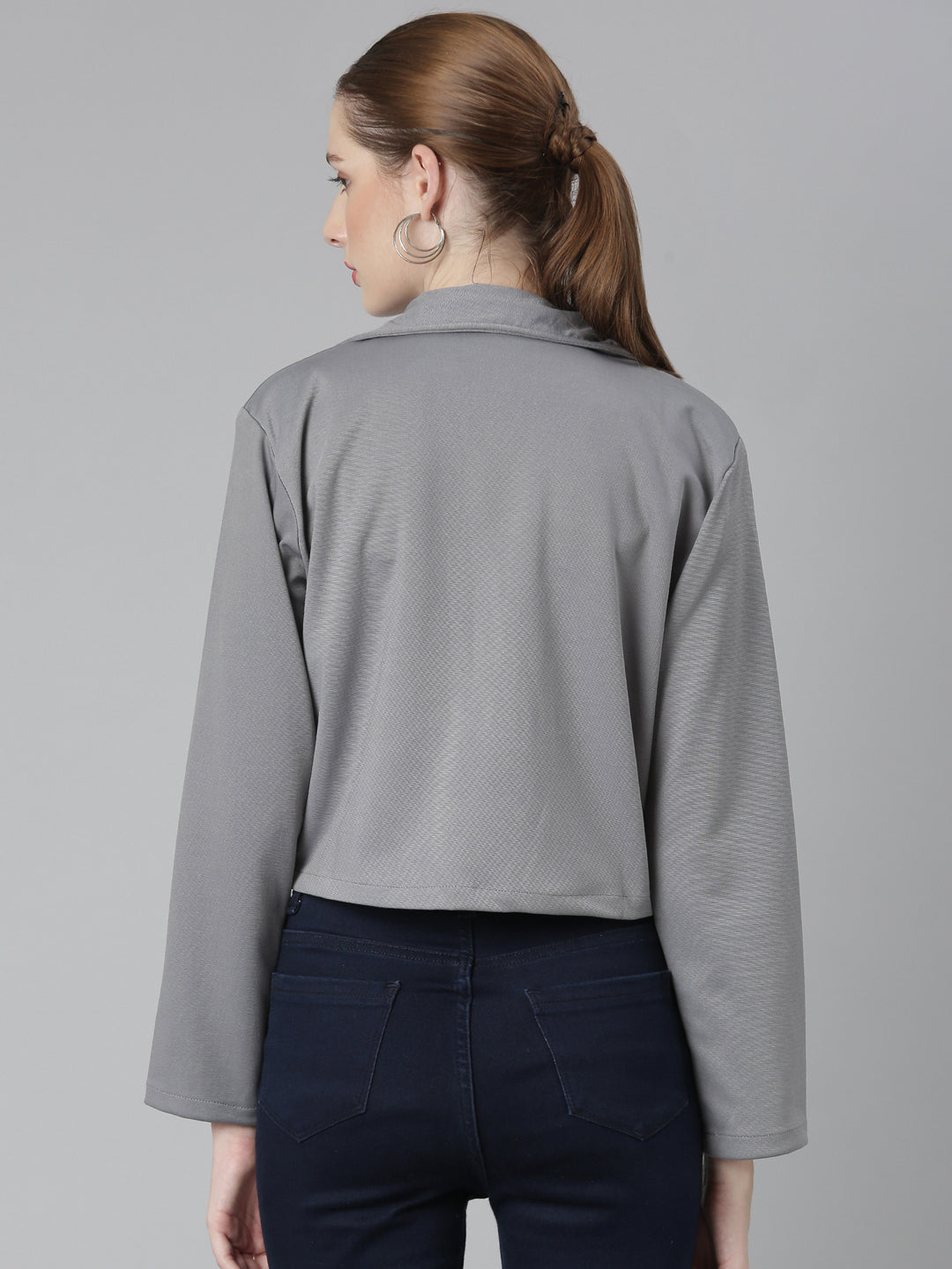 Women Grey Solid Blazer