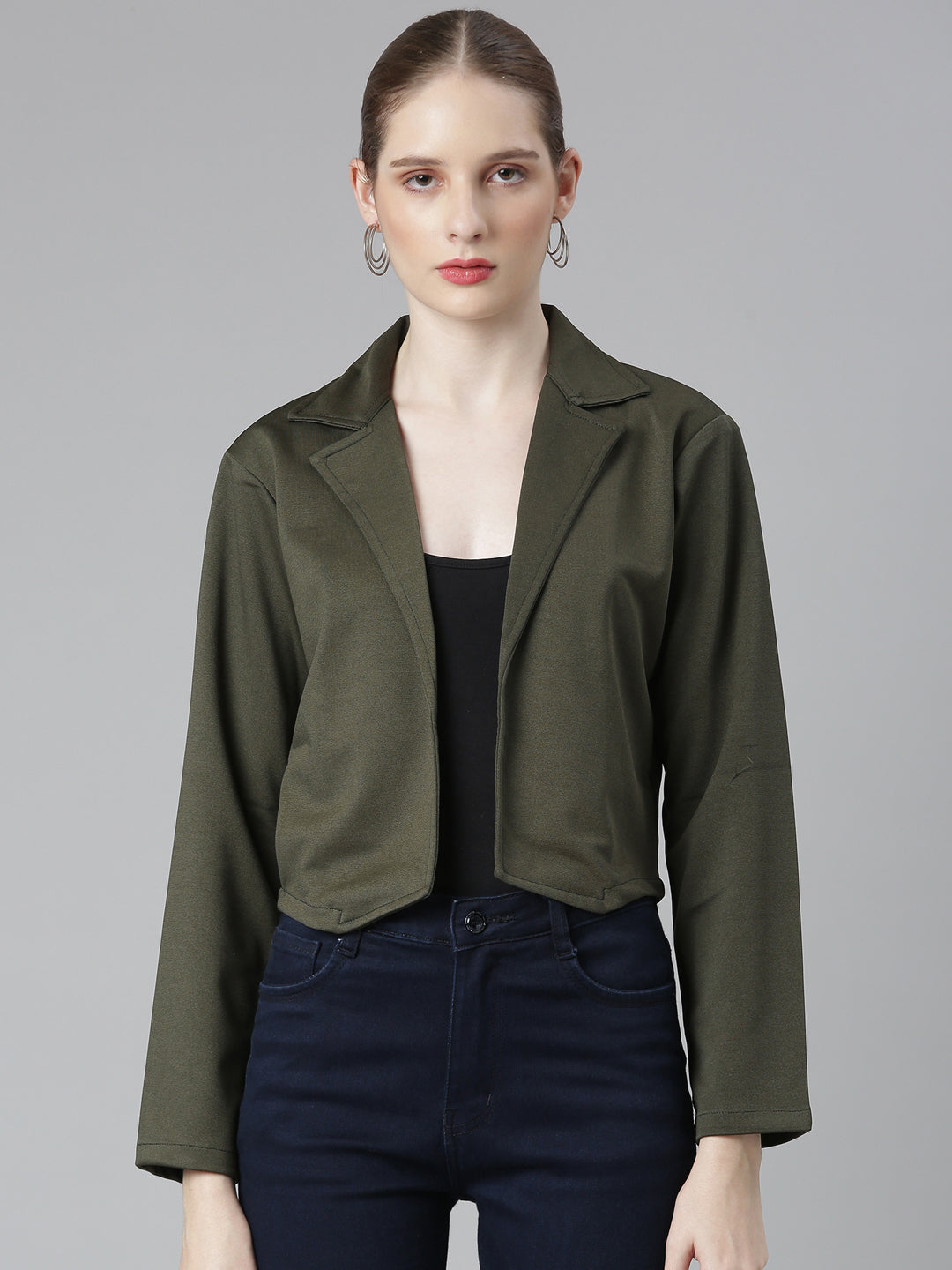 Women Olive Solid Blazer