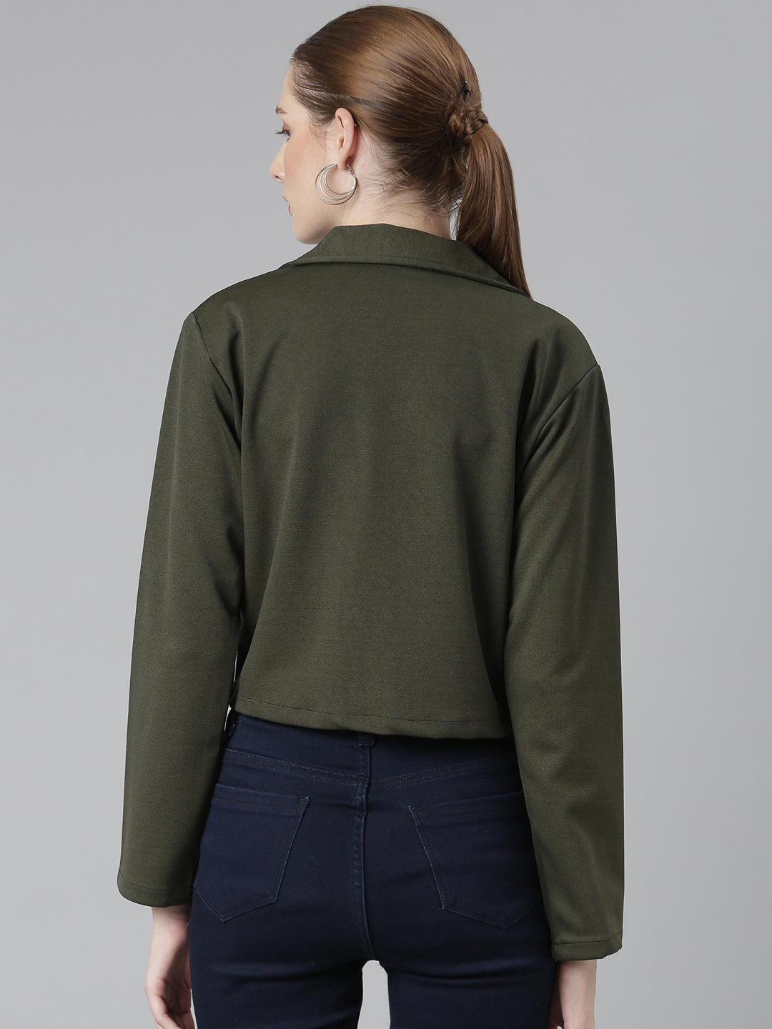 Women Olive Solid Blazer