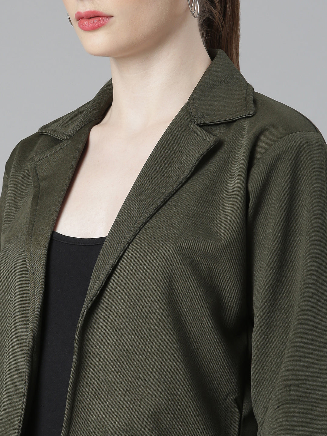 Women Olive Solid Blazer