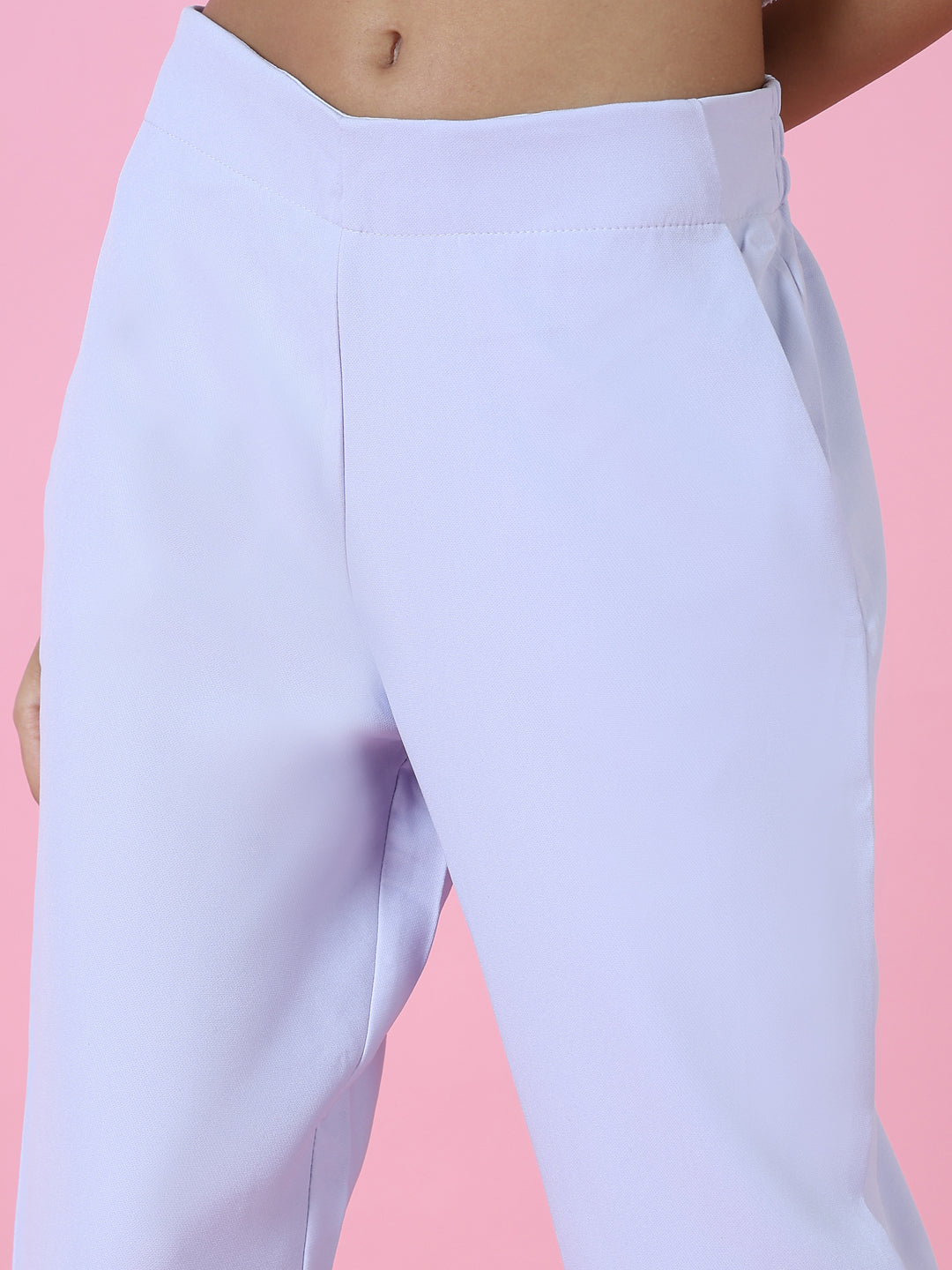 Women Solid Lavender Formal Trousers