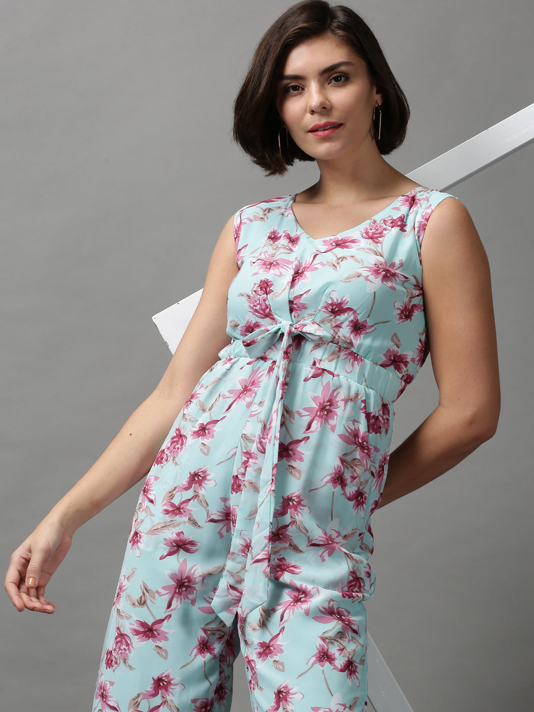 Women's Sea Green Printed Jumpsuit