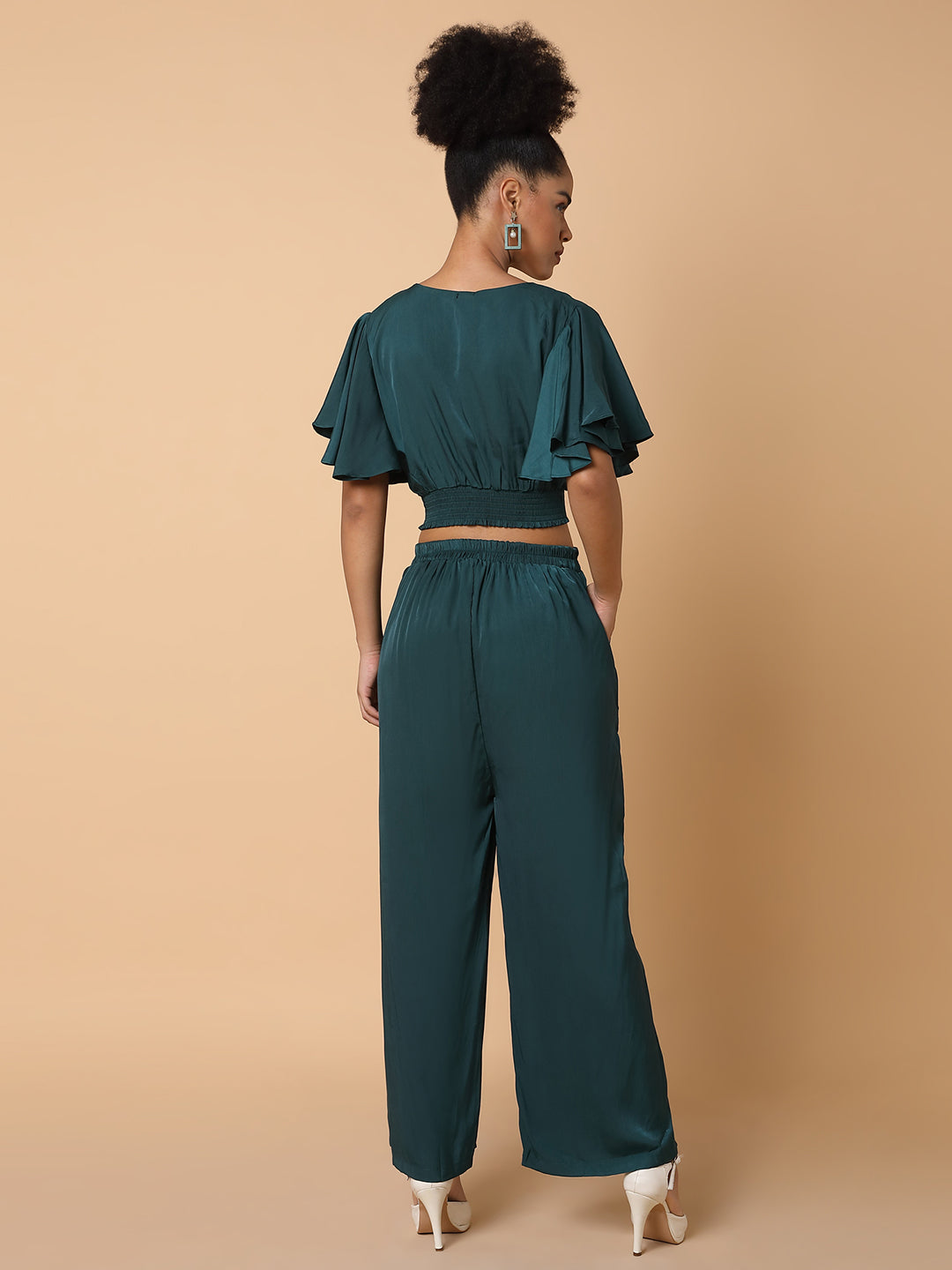 Women's Green Solid Co-Ords