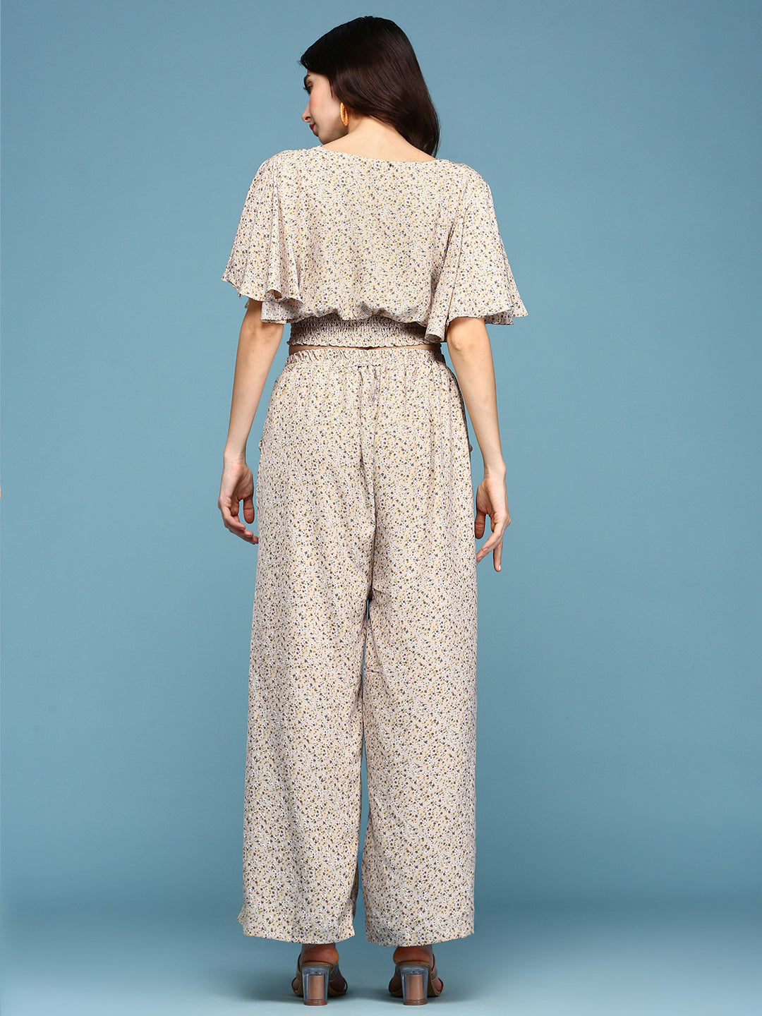 Women's Beige Printed Co-Ords