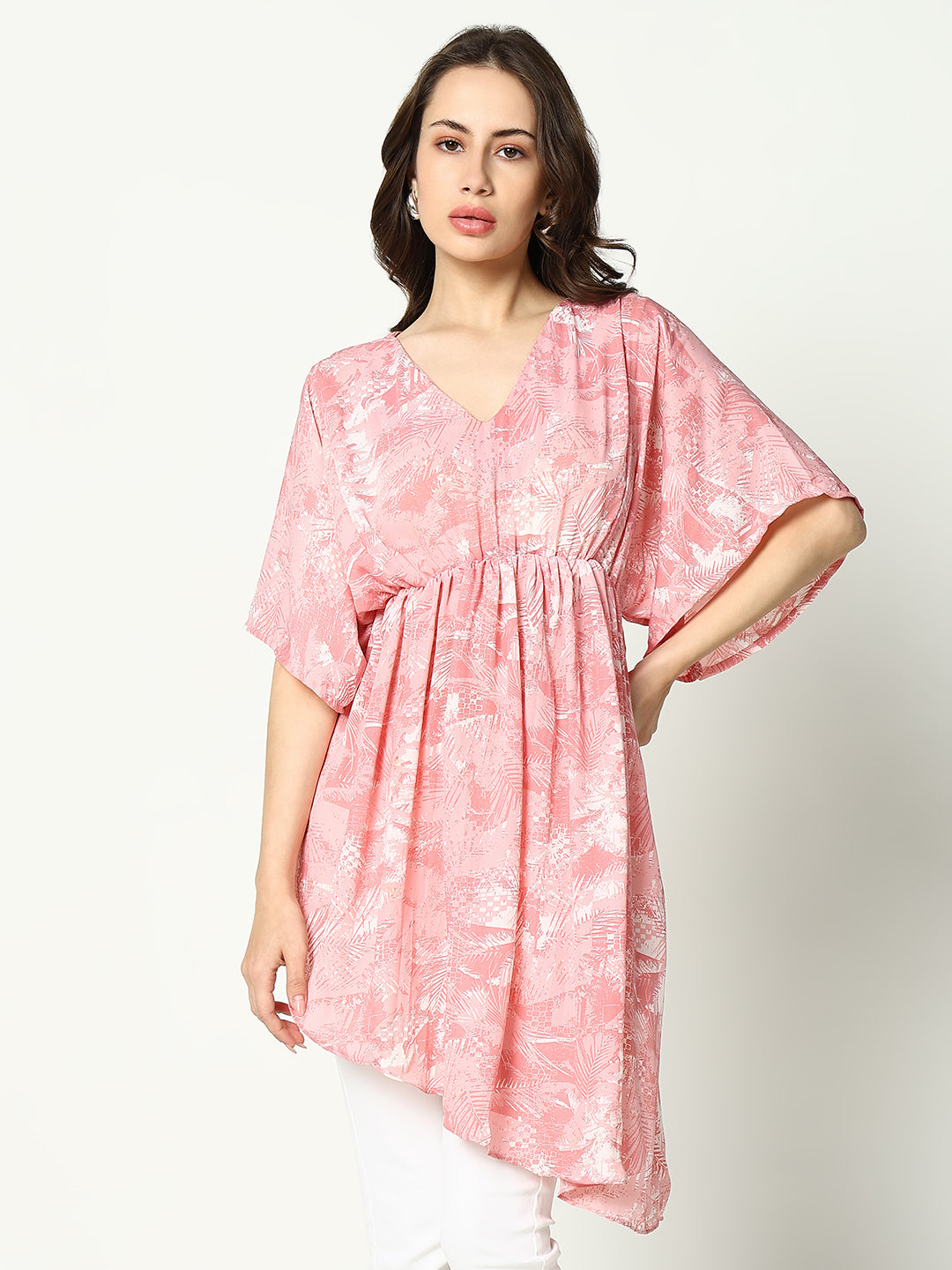 Women's Pink Printed Fit and Flare Top