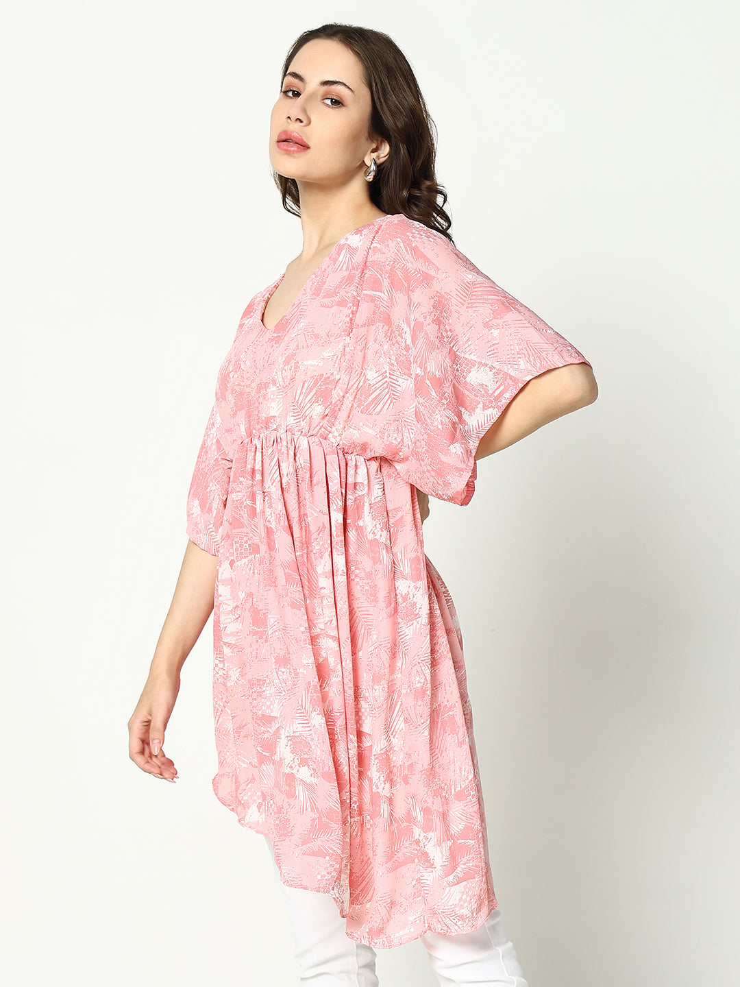 Women's Pink Printed Fit and Flare Top