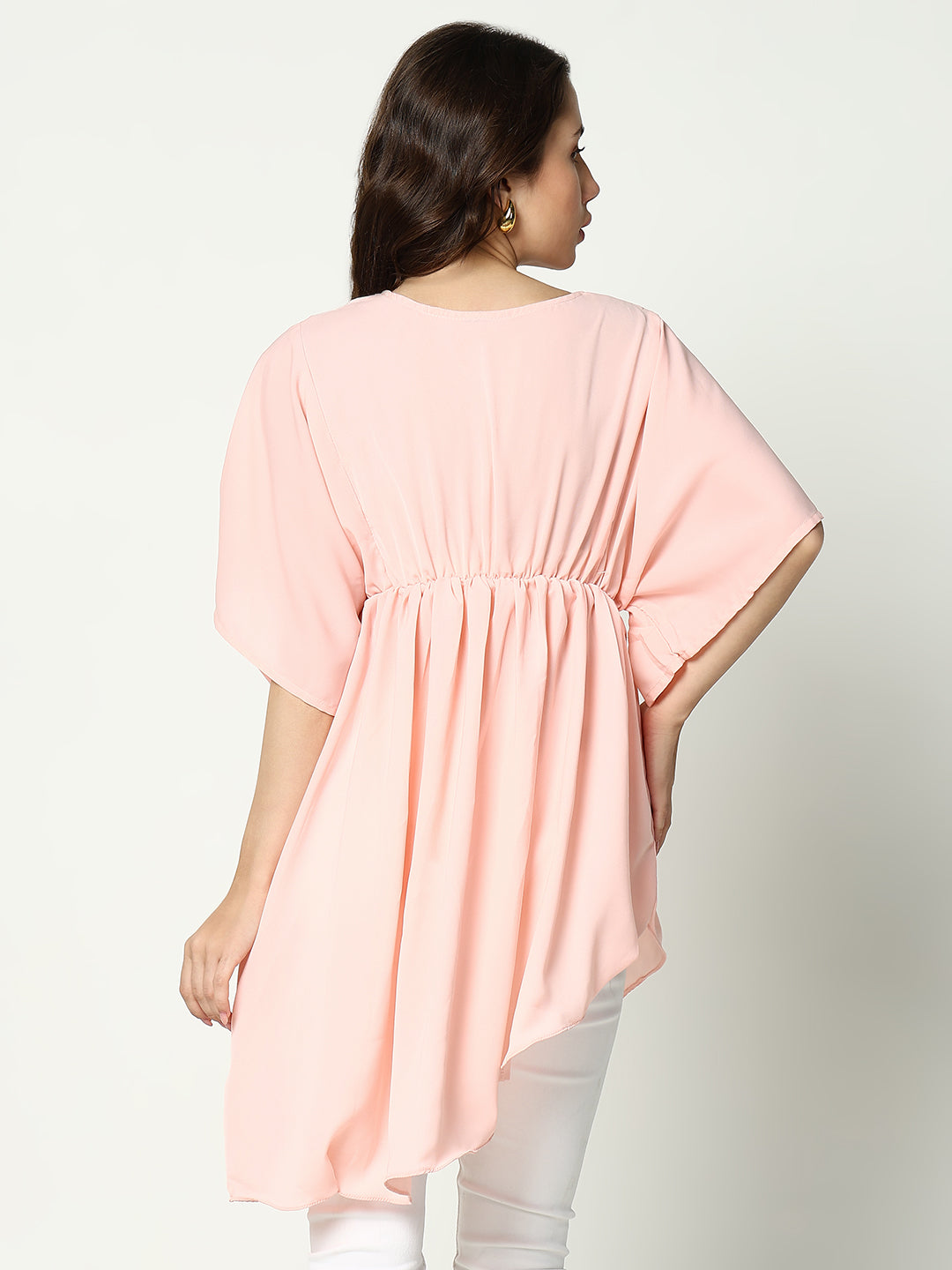 Women's Pink Solid Fit and Flare Top