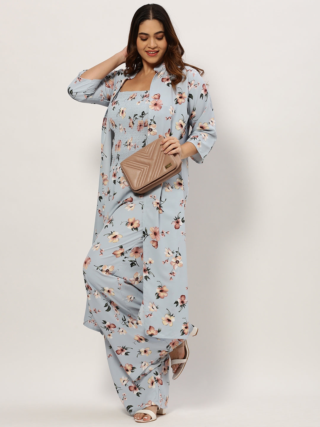 Women Printed Shoulder Straps Blue Sleeveless Basic Jumpsuit