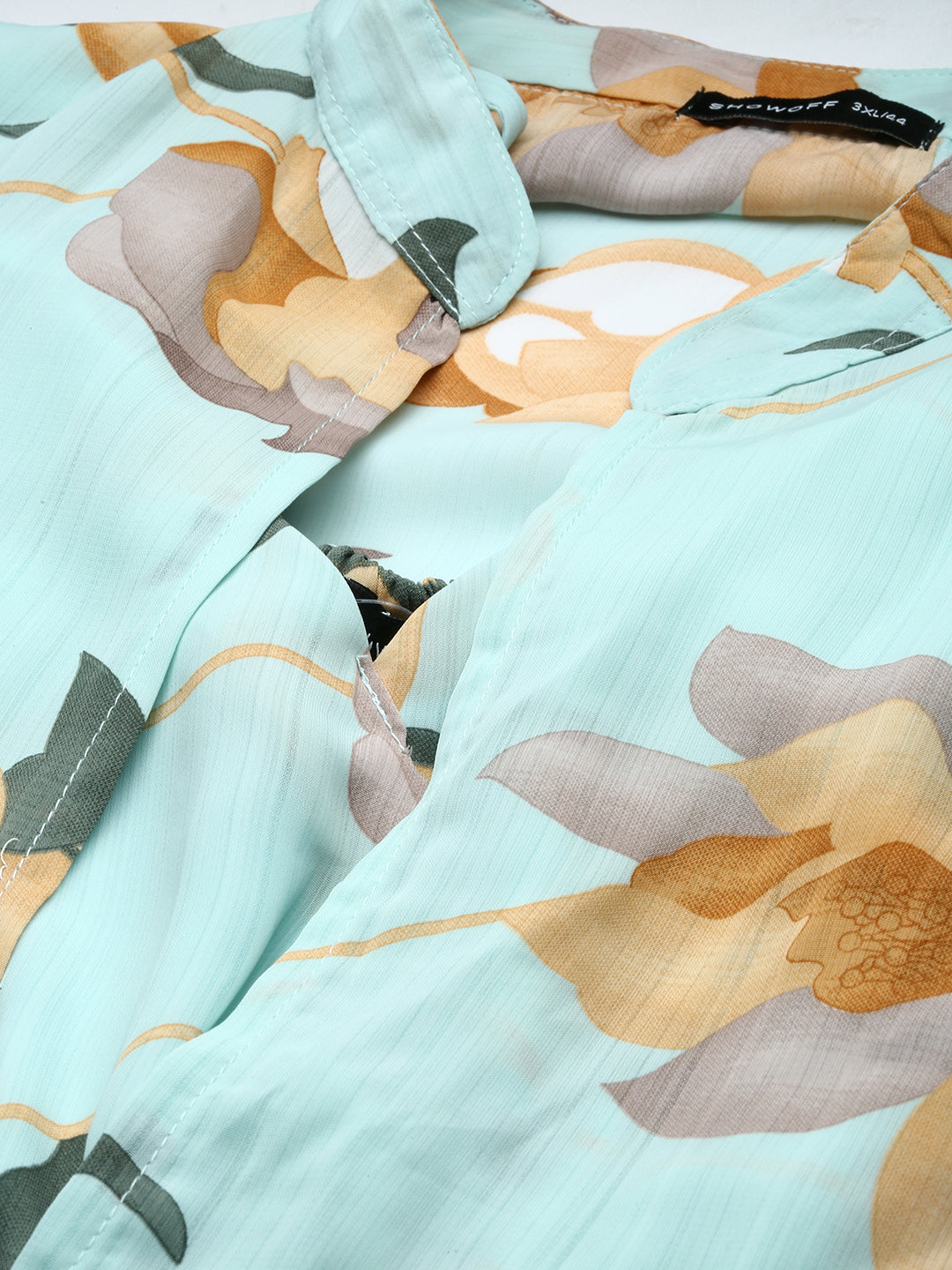 Women's Shoulder Straps Sea Green Floral Fit and Flare Dress