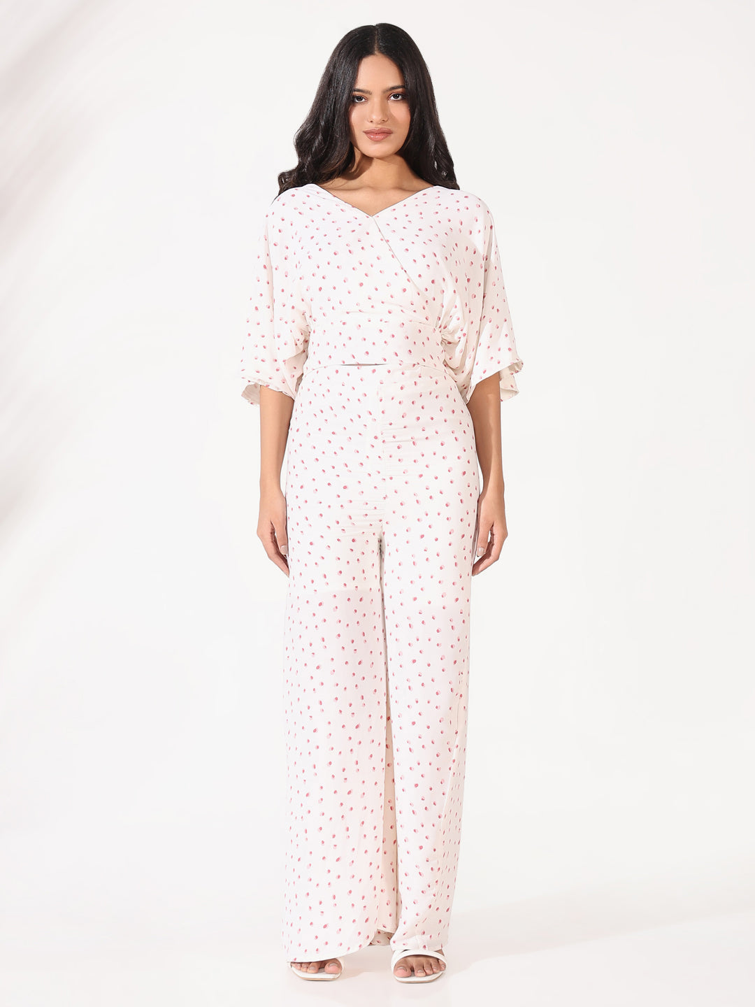 Women Printed Cream Co Ords Set