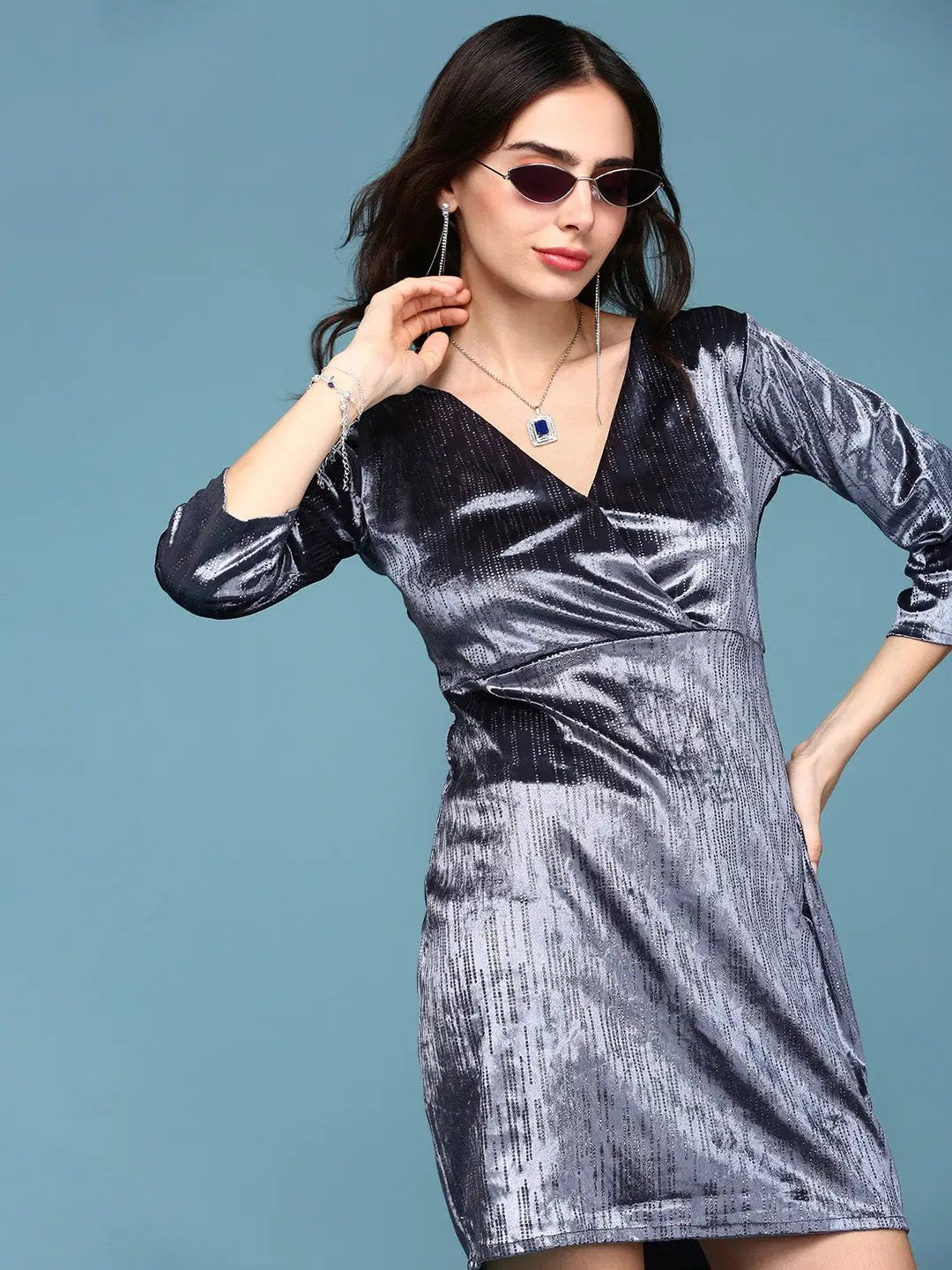 grey velvet mini dress Mugler Velvet Mini Dress