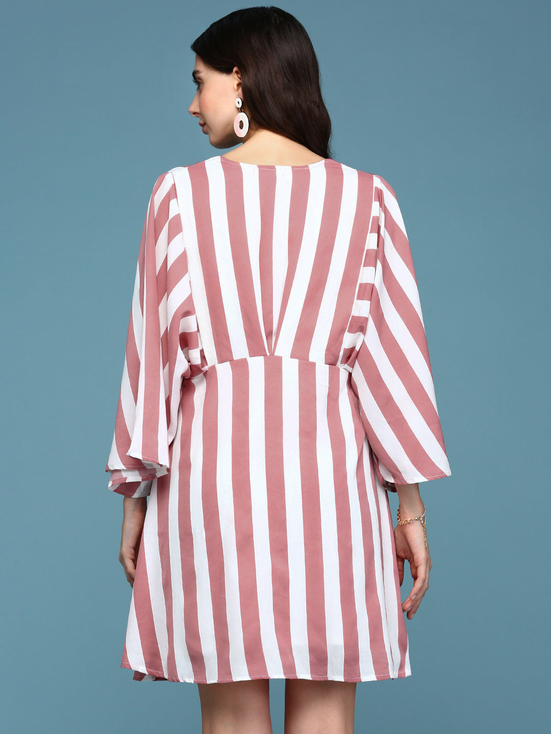 Women Mauve Striped A-Line Dress