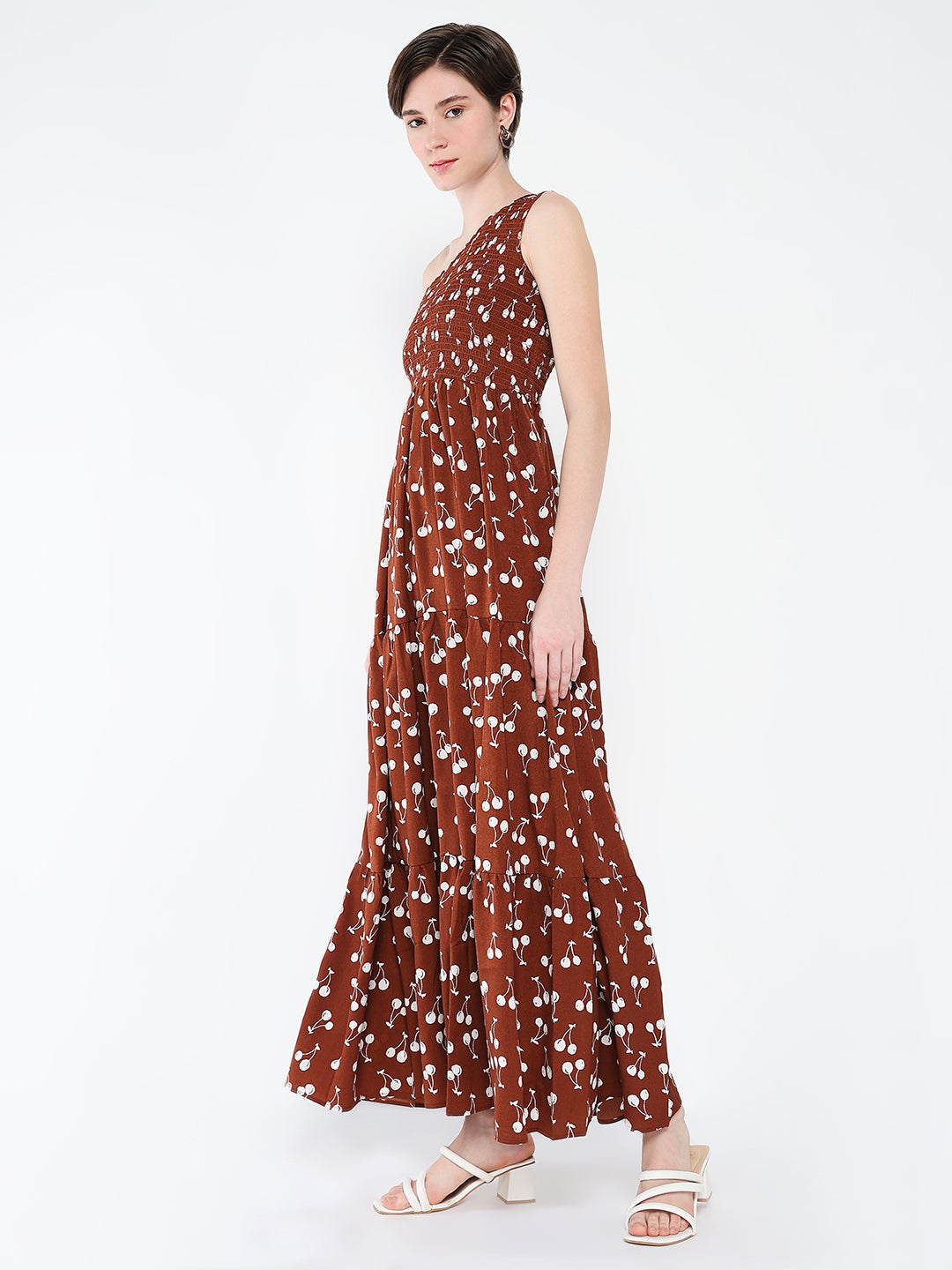 Women Printed Brown Fit and Flare Dress