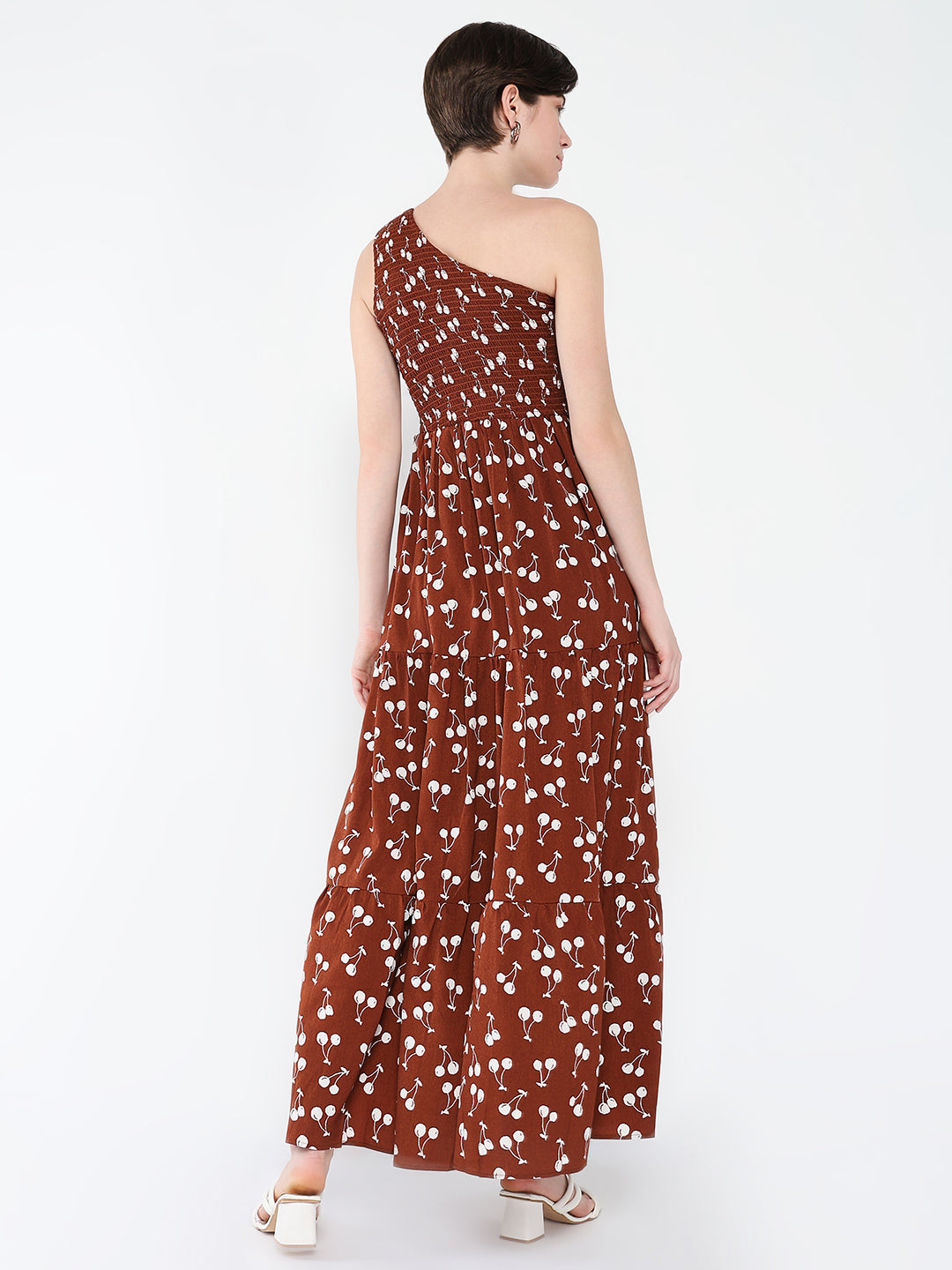 Women Printed Brown Fit and Flare Dress