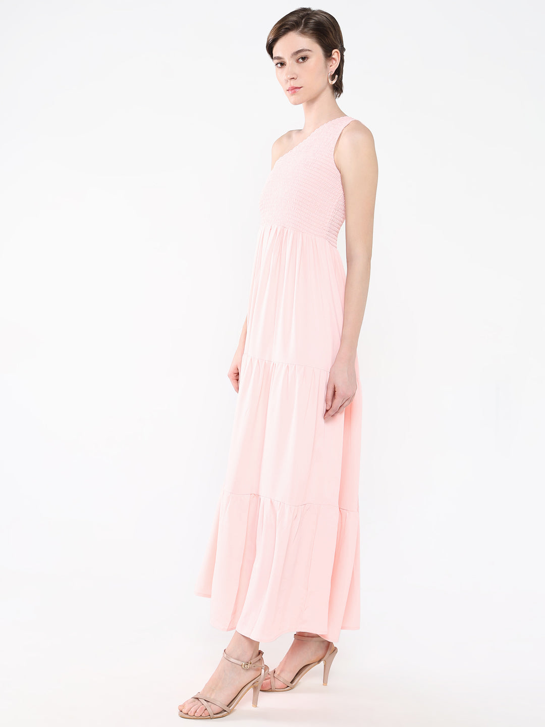 Women Solid Pink Fit and Flare Dress