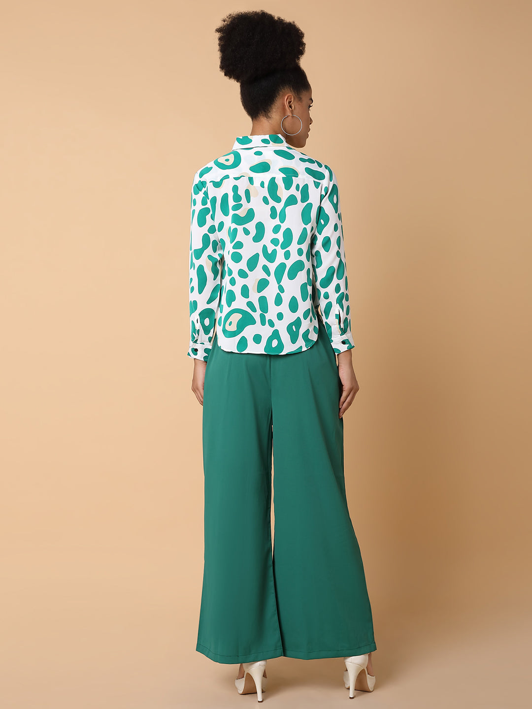 Women Printed Collared Green Co-Ord Set