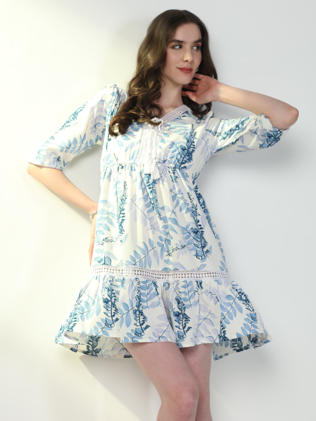 Women Floral Blue A-Line Dress