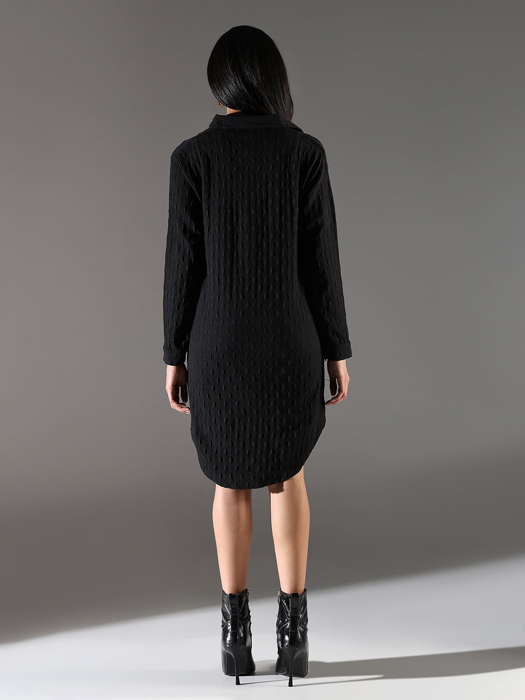 Women Black Solid Shirt Dress