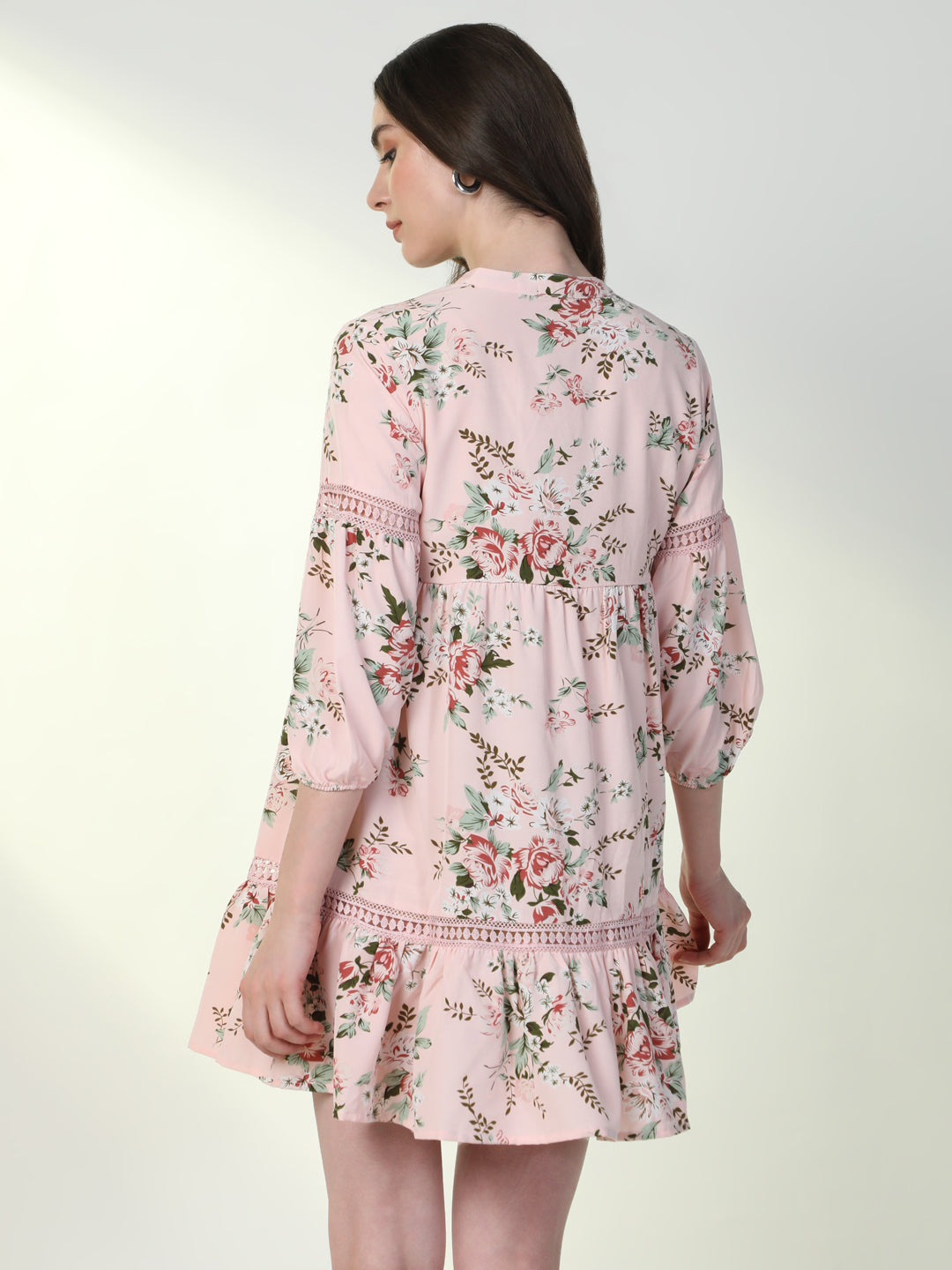 Women Floral Pink A-Line Dress