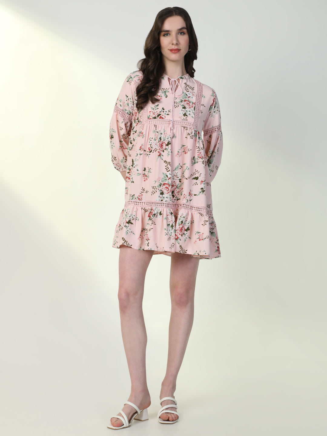 Women Floral Pink A-Line Dress