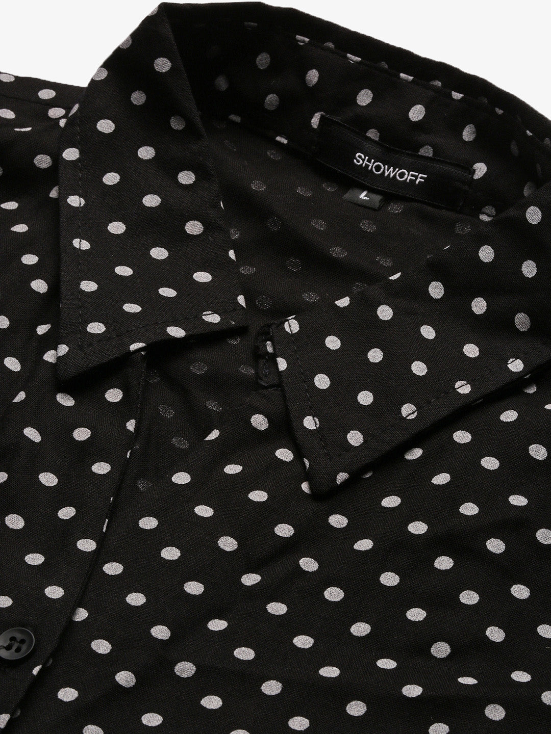 Women Polka Dots Black Slim Fit Shirt