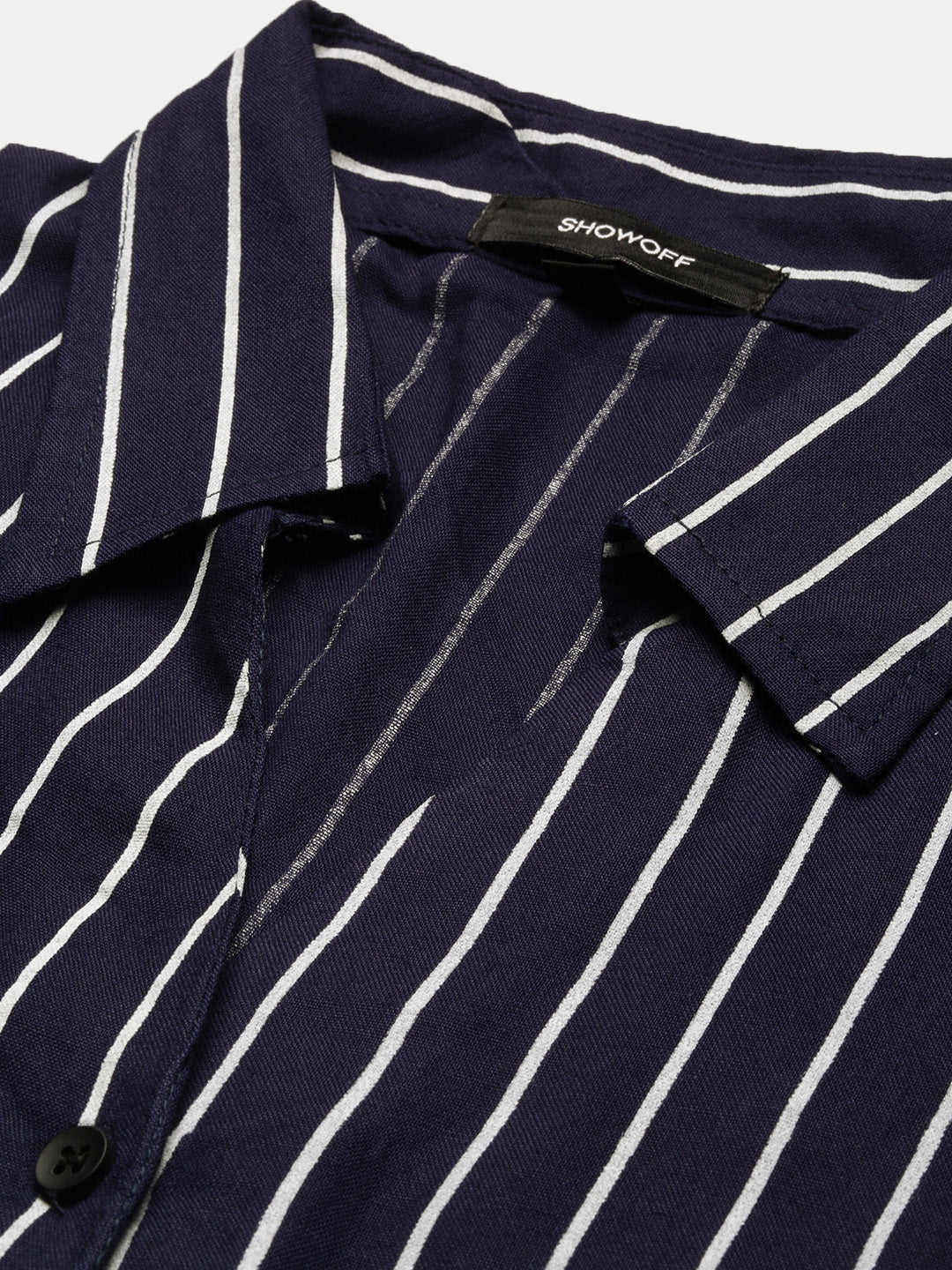 Women Striped Navy Blue Slim Fit Shirt