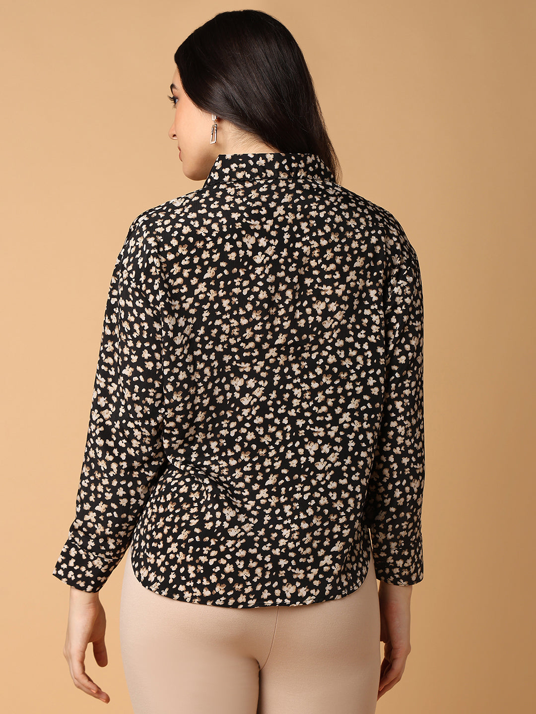 Women Floral Black Slim Fit Shirt